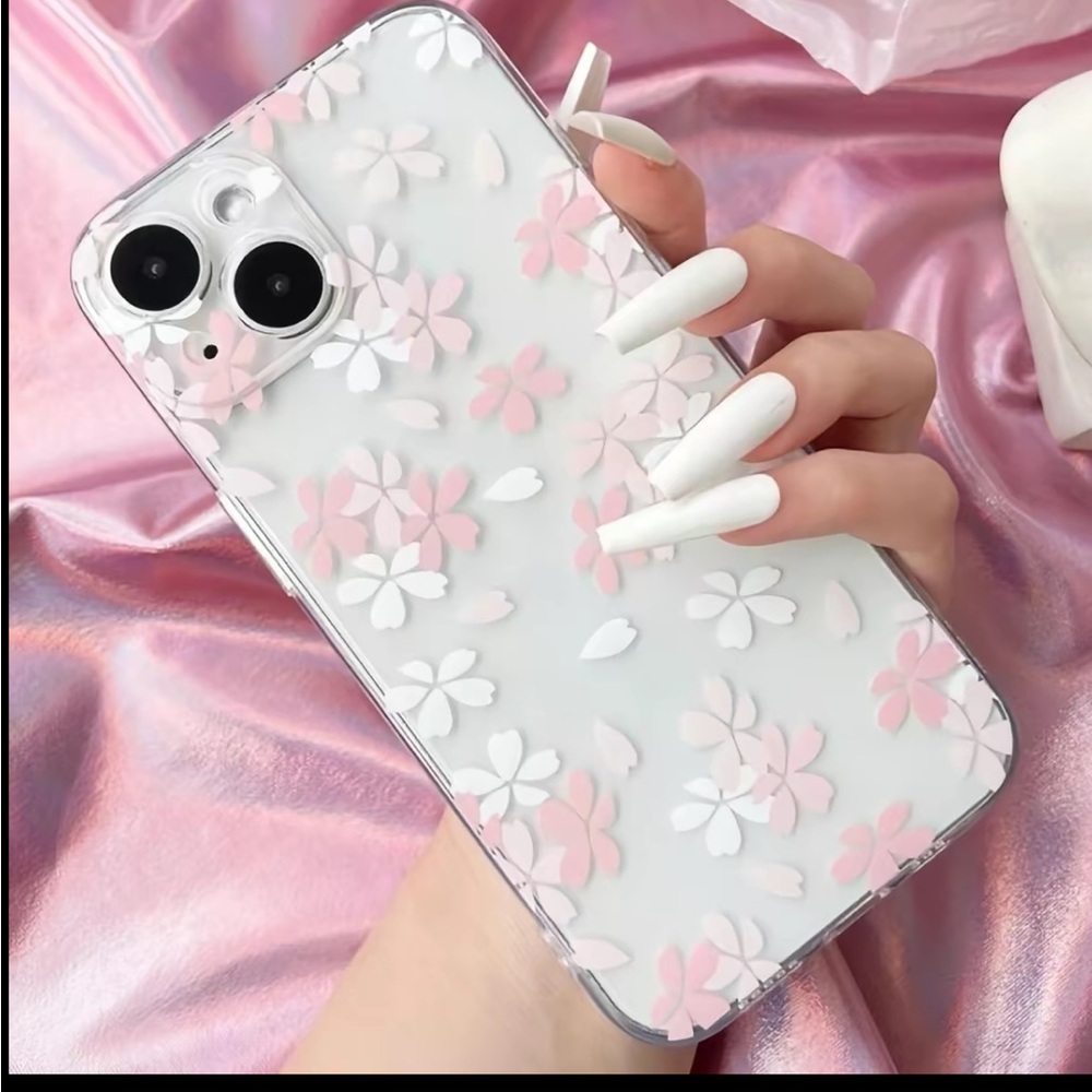 Pink & White Floral Clear Phone Case - Unbranded